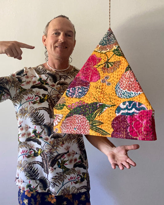 PYRAMID FESTIVAL LIGHTS - GOLD - Hanging Pendant Lights with Dimmer cord